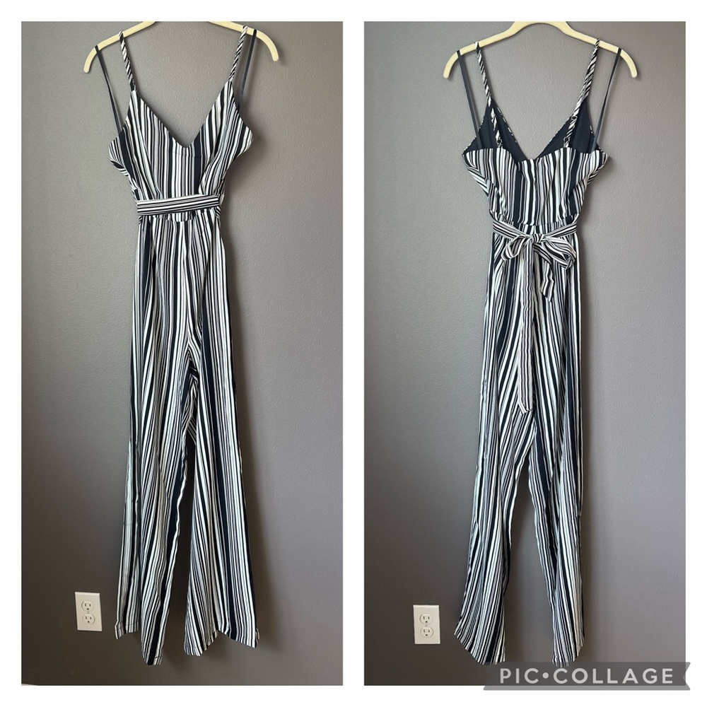 BriDGE black/white stripe jumpsuit NWT